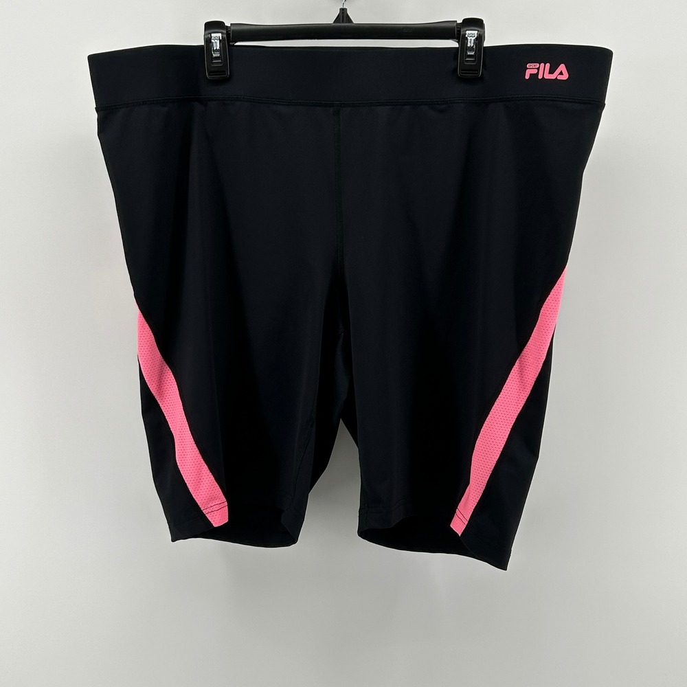 Fila‎ Sport Live In Motion Biker Shorts Black Pink Mesh 2X Athletic Yoga Active